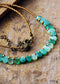 Boho Necklace, Green Semiprecious Stone Seeds